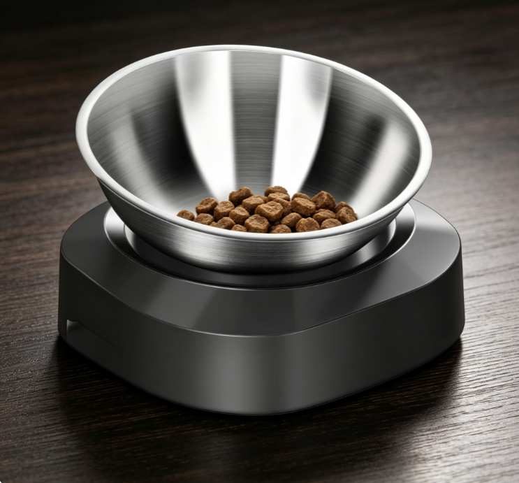 Adjustable Tilted Base Stainless Steel Pet Bowl - Image 2