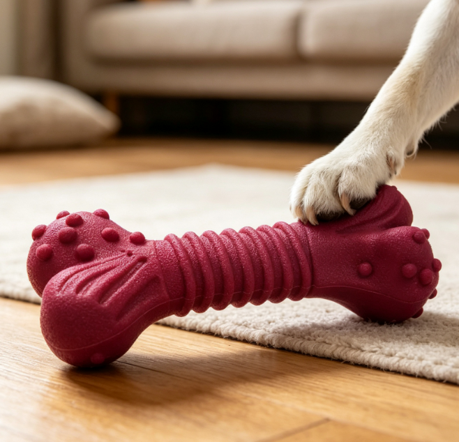 Beef-Flavoured Rubber Chew Bone for Large Dogs - Image 2