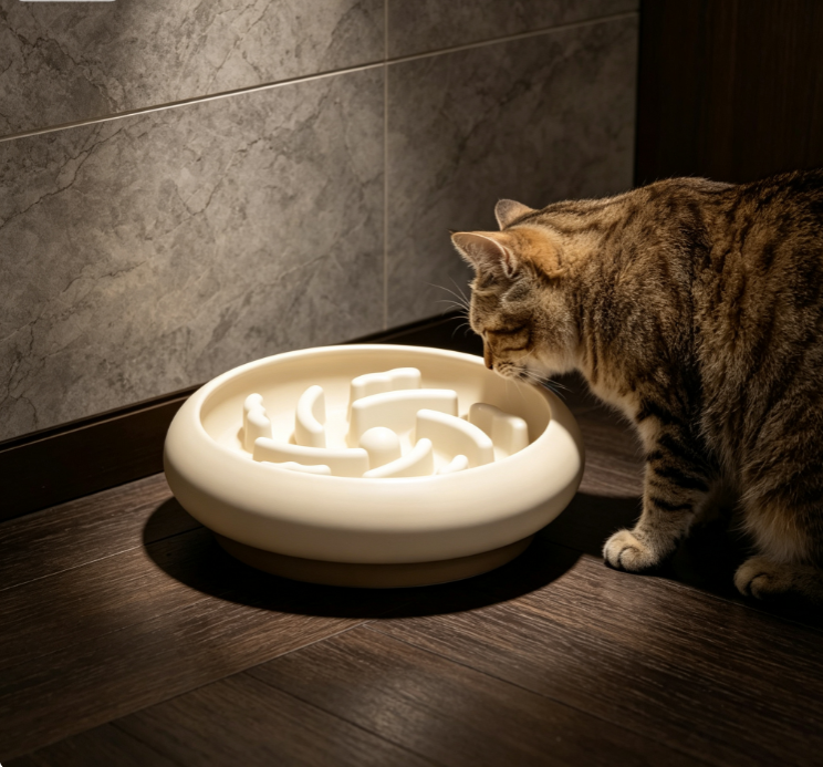 Maze-Style Slow-Feed Ceramic Pet Bowl, Anti-Choking and Educational Feeding Bowl
