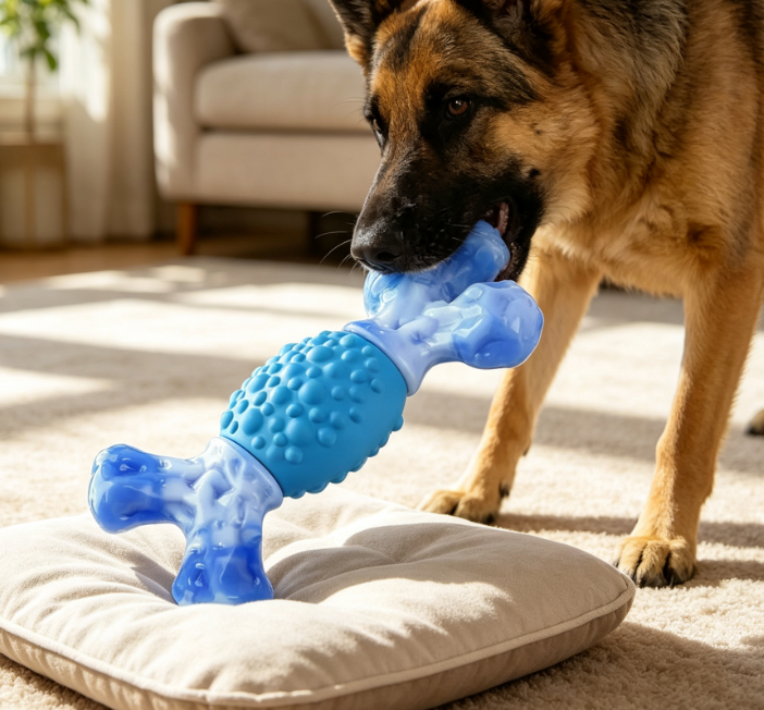 Milk-Flavoured Rubber Chew Bone for Medium Dogs