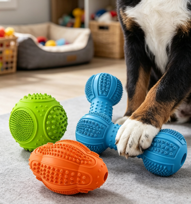 3-Pack Natural Rubber Chew Toys for Medium Dogs
