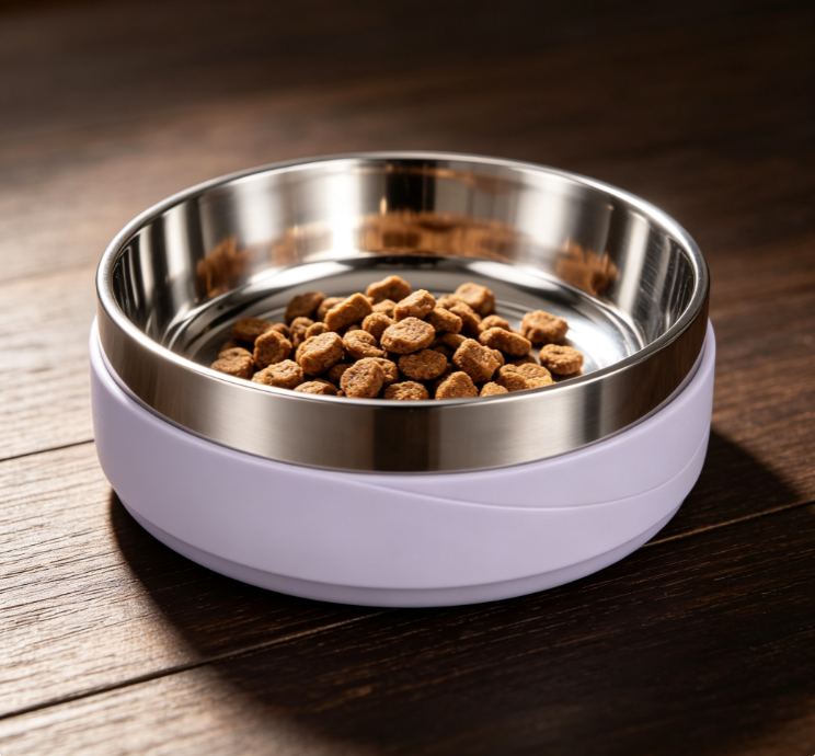 Light Purple Non-Slip Base Detachable Stainless Steel Pet Bowl - Image 2
