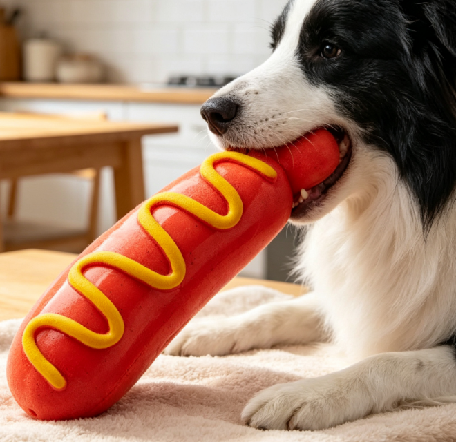 Squeaky Rubber Chew Toy for Medium-Large Dogs