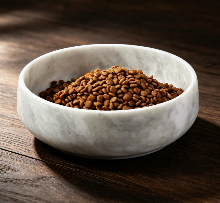 Marble-Patterned Thickened Ceramic Pet Bowl, Wide Mouth, Anti-Tipping, Suitable for Cats and Dogs