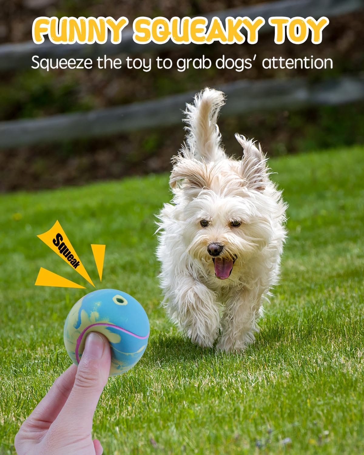 Squeaky Interactive Fetch Ball (Latex, for Puppies) - Image 2