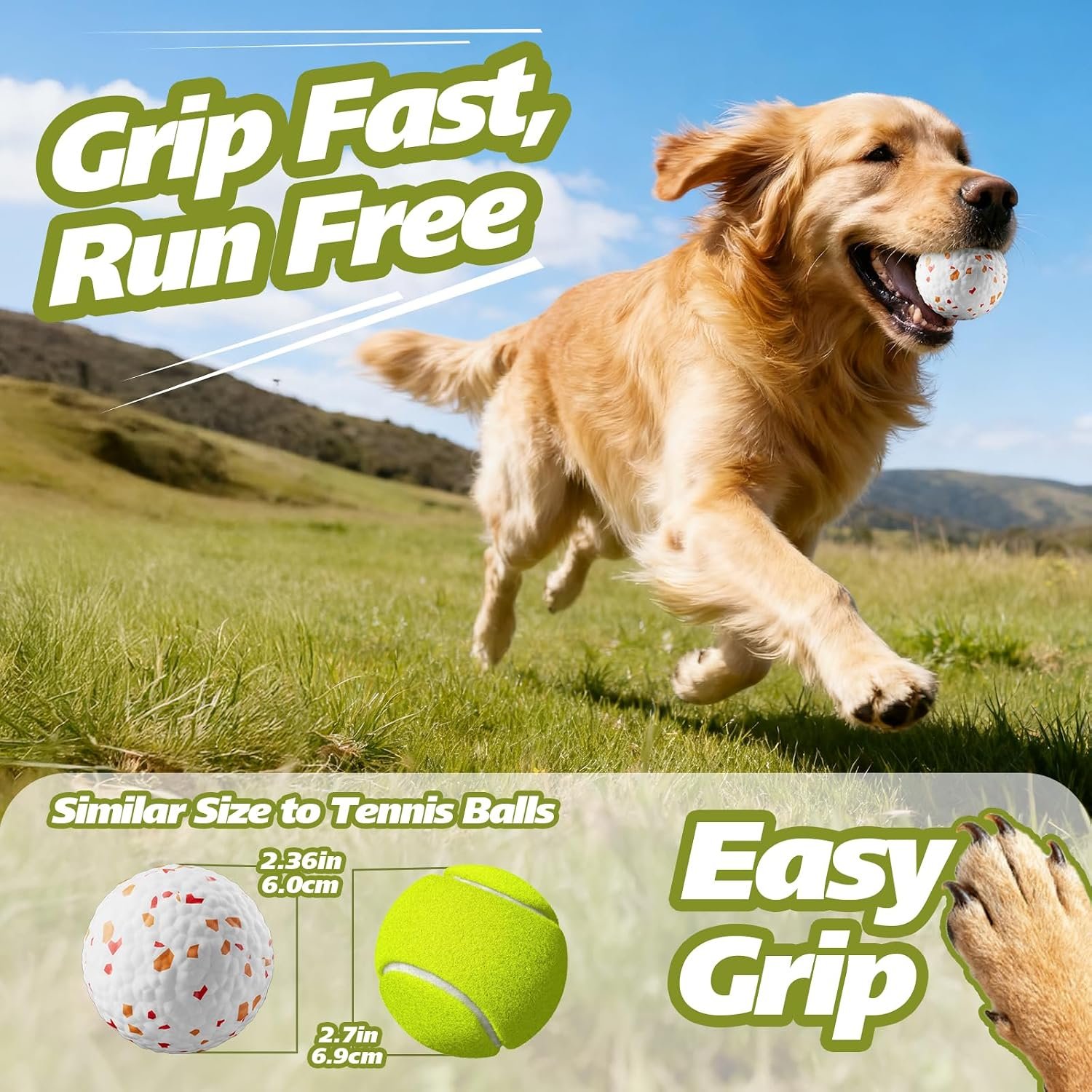 Durable Interactive Fetch Ball (Tennis Ball Alternative, 3-Pack) - Image 2